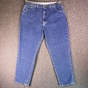 Vintage 90s Lee Jeans‎ Womens 18 PET Blue Medium Wash Bare Back Tapered 34.5x28